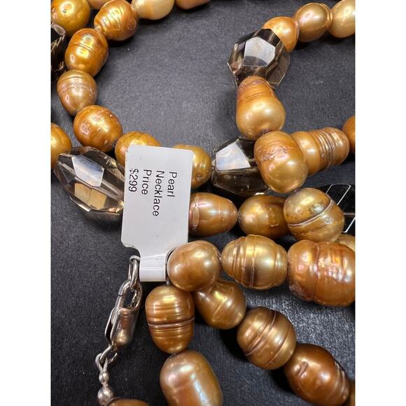 NEW smoky quartz and pearl multi strand necklace with sterling silver clasp - Picture 6 of 16